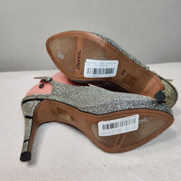 J Renee Women's Size 8 M Toe Platform Sculptured High Heel Glitter  Silver -9 - Picture 8 of 9